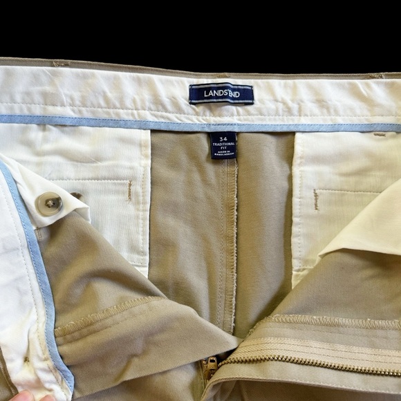 Lands End Mens Traditional Fit‎ No Iron Chino Pants Khaki 34 #680 - Picture 7 of 11